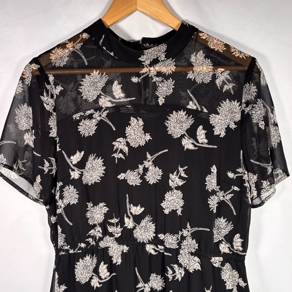 Lulus Dress Womens Medium Dark Cottage Floral Sheer Wedding Guest Romantic Midi - Picture 4 of 9